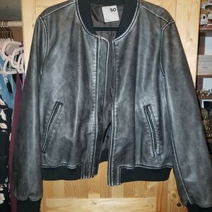 SO Charcoal Leather Jacket